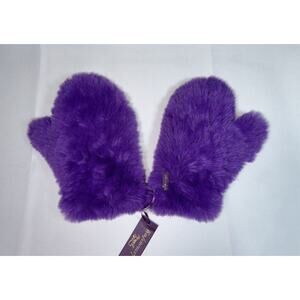 Purple Faux Fur Mittens Womens Luxury Cozy Gloves One Size NWT by Glamourpuss